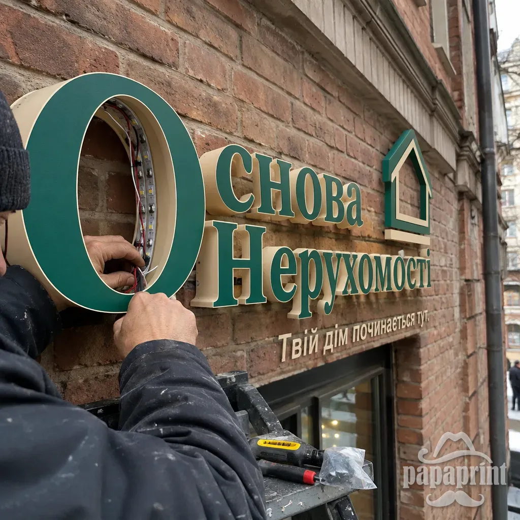 Підключення підсвітки об'ємних літер під час монтажу