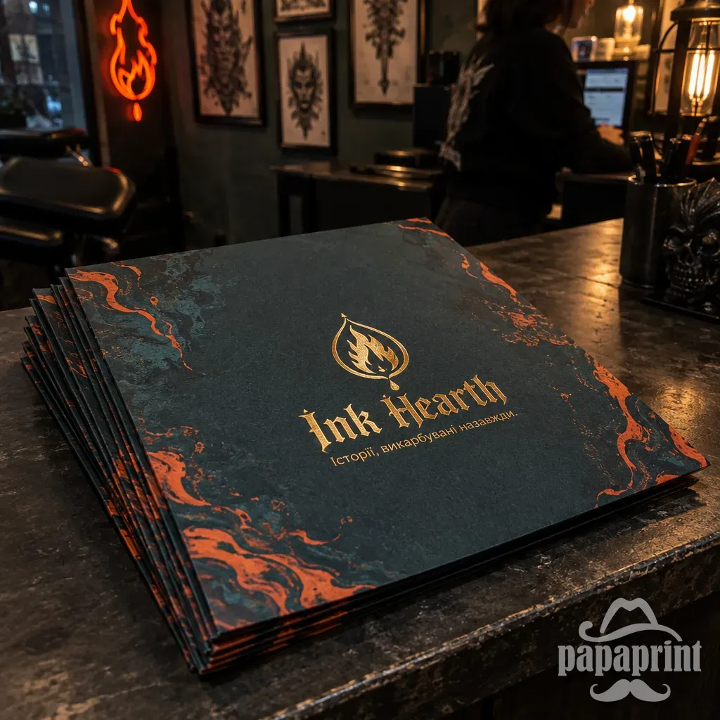Стопка папок Ink Hearth з дизайнерського картону та тисненням фольгою