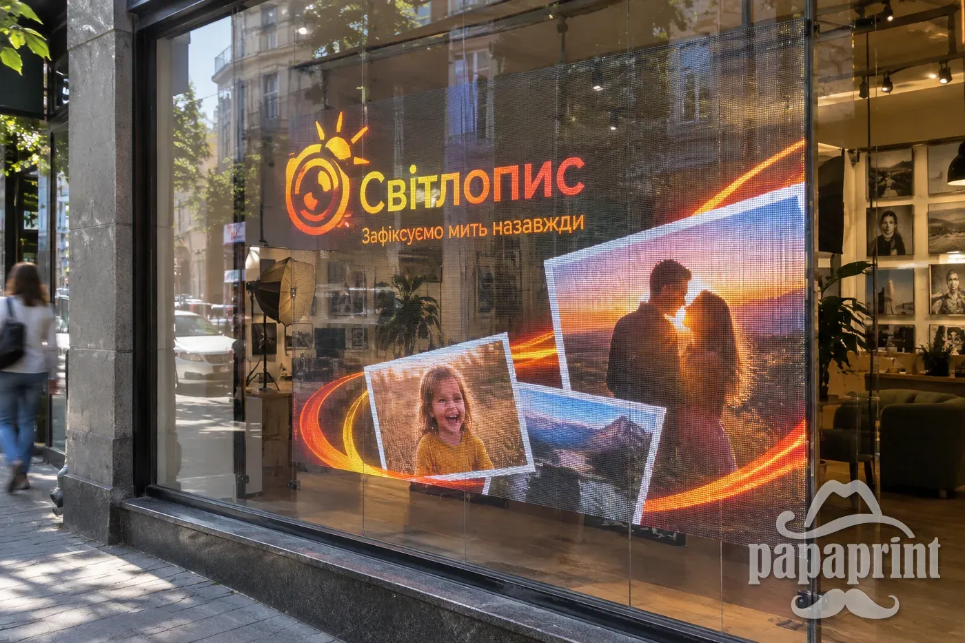 Прозорий LED-екран Світлопис у вітрині фотостудії