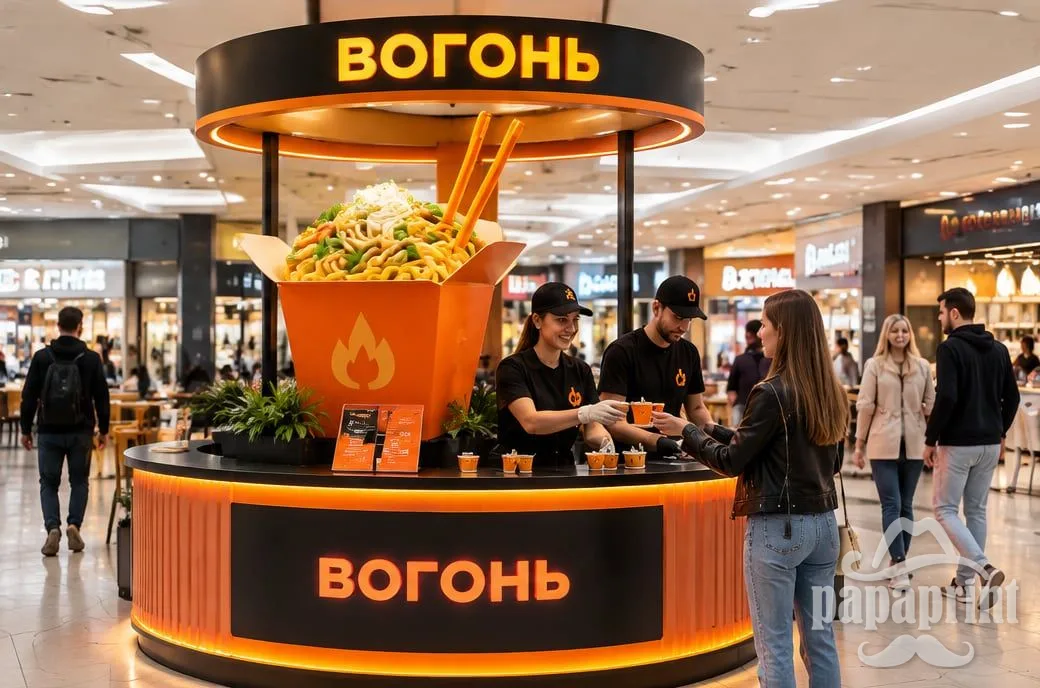 Концепт: модульный промо-остров франшизы на фудкорте ТРЦ