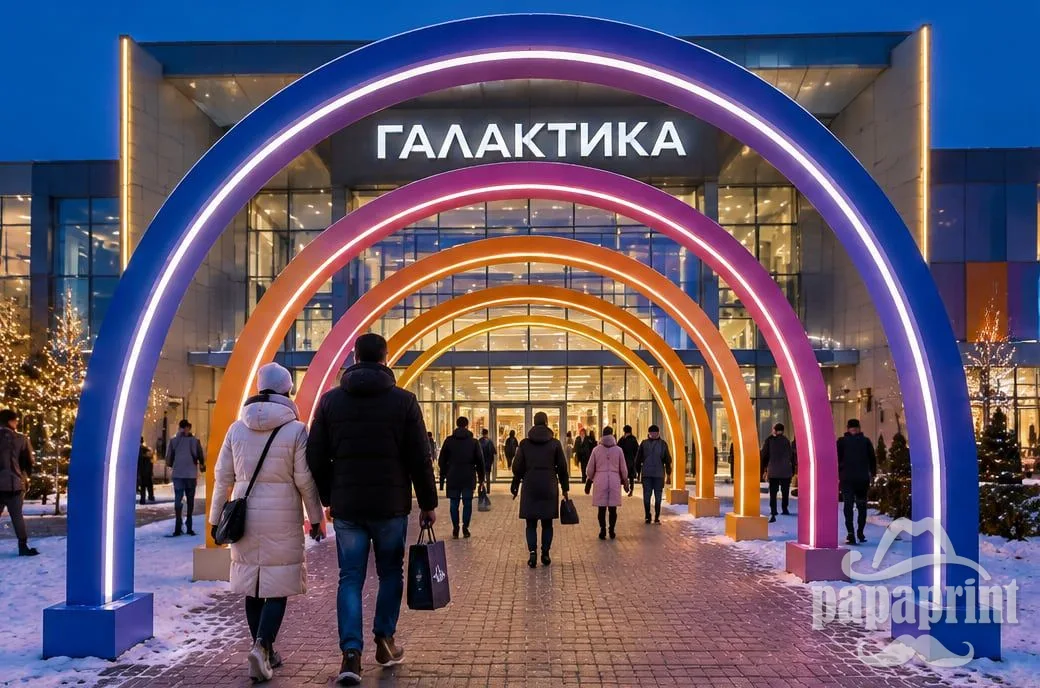 Концепт: тунель зі світлових арок на вході в ТРЦ