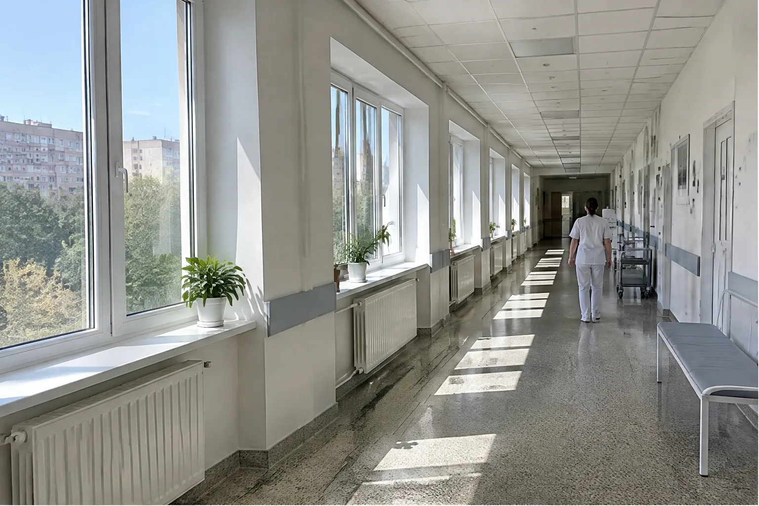 Стекло в больнице и клинике: защита, свет и приватность вместе