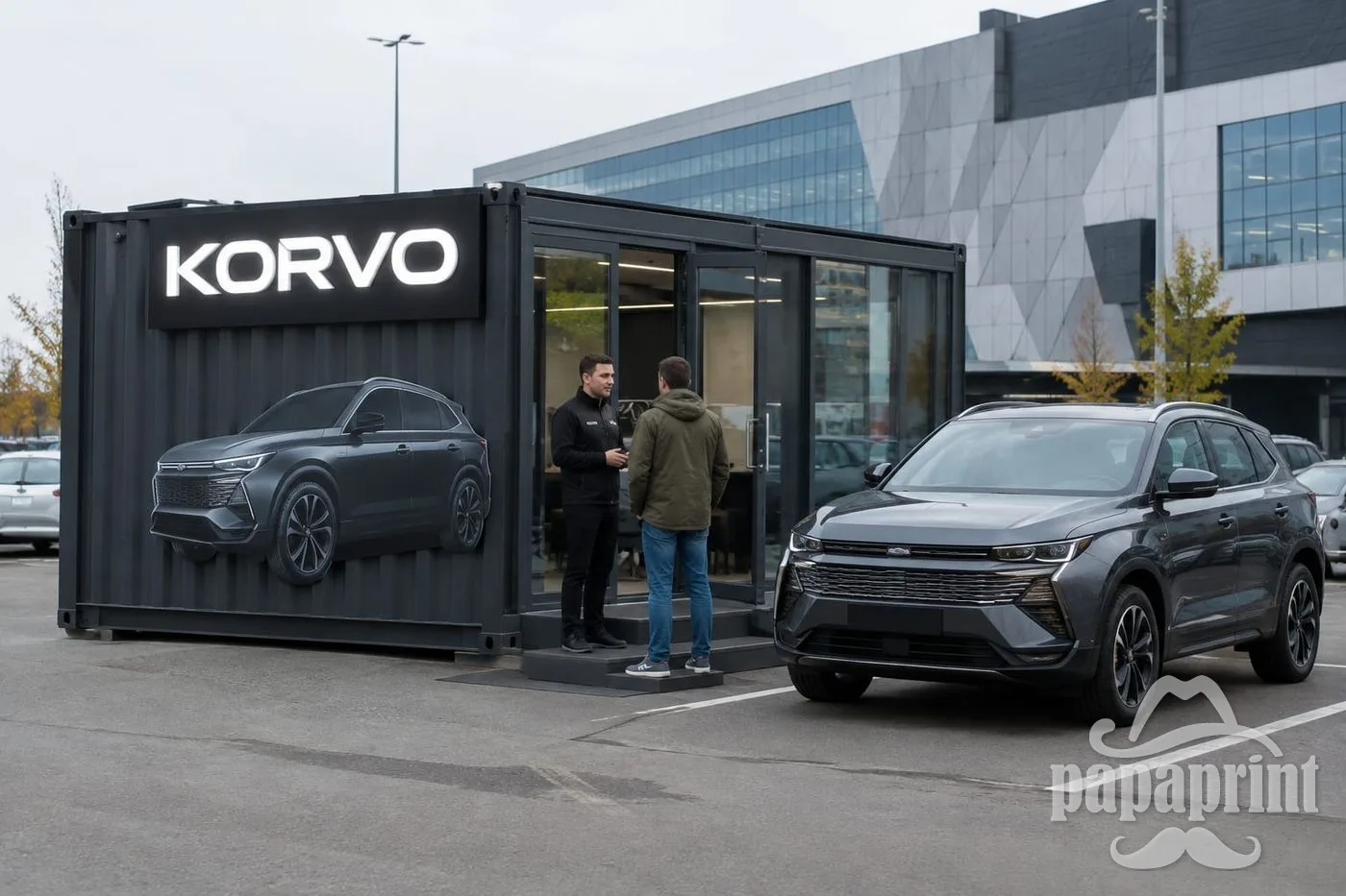 Концепт: Тест-драйв точка авто з контейнера біля ТРЦ