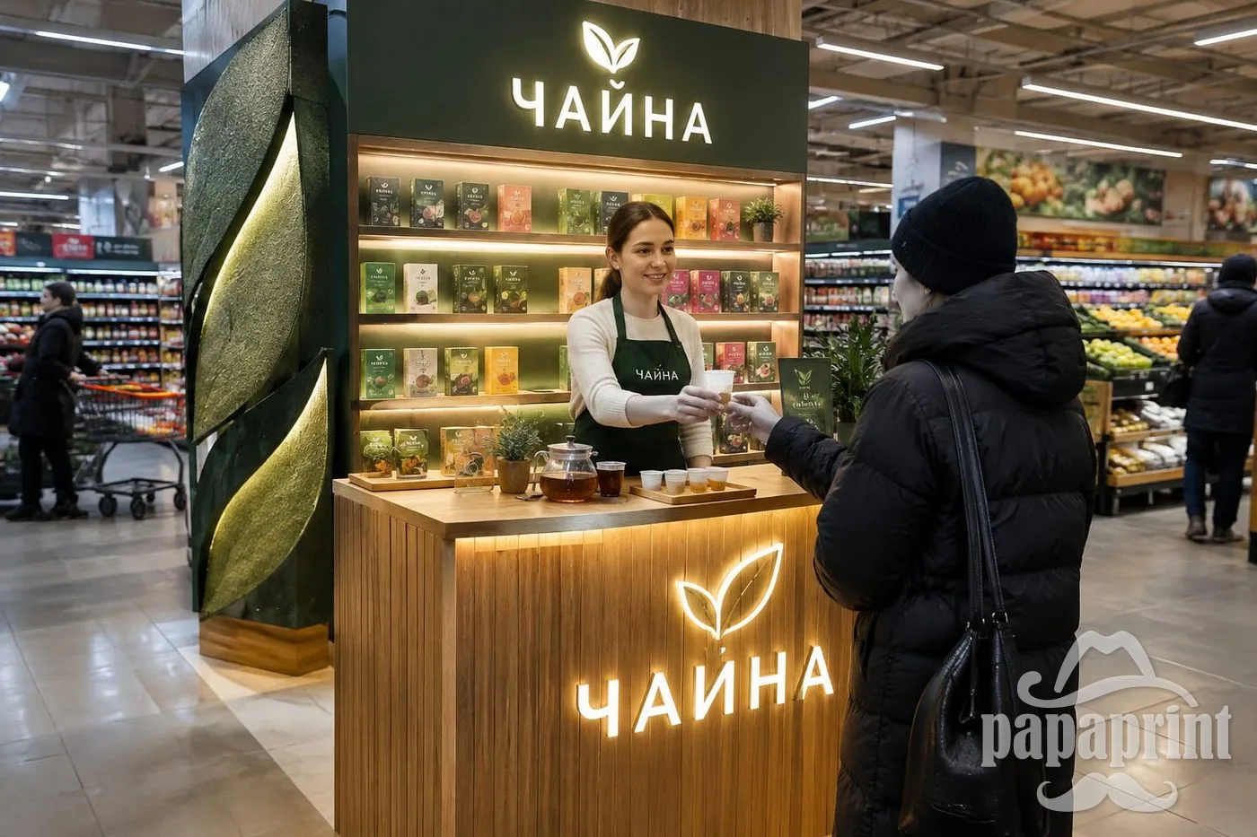 Концепт: Преміальна промостійка в супермаркеті